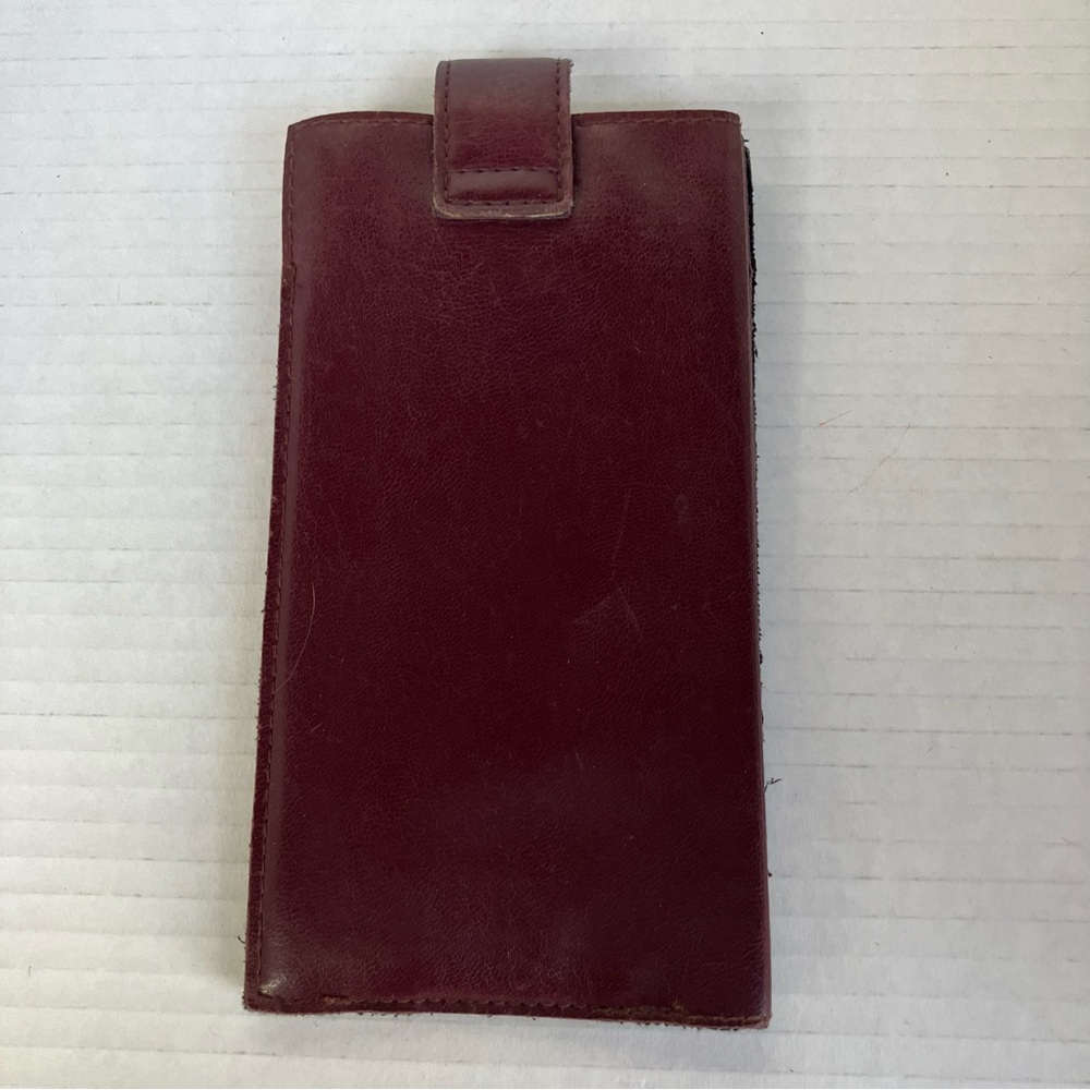 Vintage Burgundy Leather Durl Pocket Snap Glasses Phone Organizer Pouch